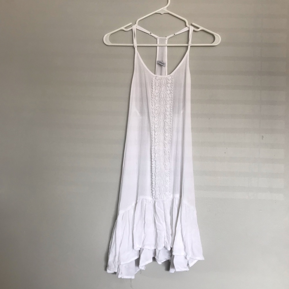 White beach cover up with lace